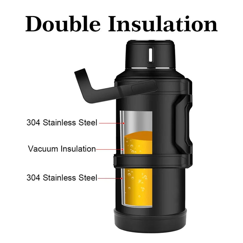 5 Liter Heavy Duty Stainless Steel Thermos Bottle – Large Capacity Vacuum Insulated Hot & Cold Water Bottle with Handle