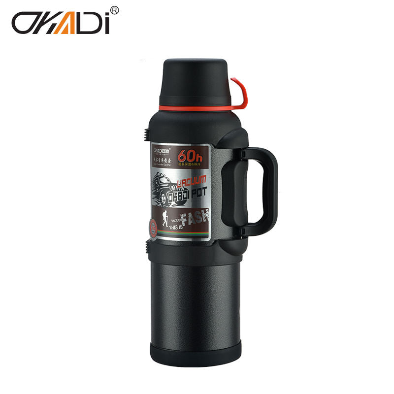 4 Liter Heavy Duty Stainless Steel Thermos Bottle – Large Capacity Vacuum Insulated Hot & Cold Water Bottle with Handle