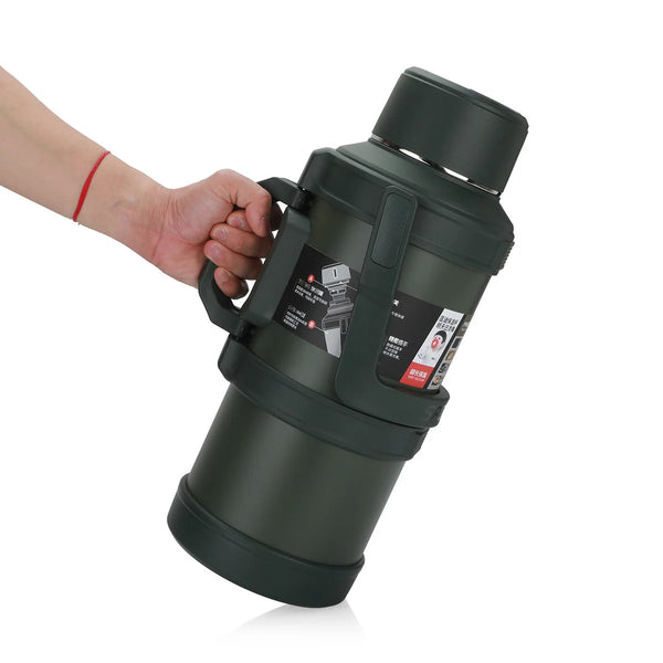 5 Liter Heavy Duty Stainless Steel Thermos Bottle – Large Capacity Vacuum Insulated Hot & Cold Water Bottle with Handle
