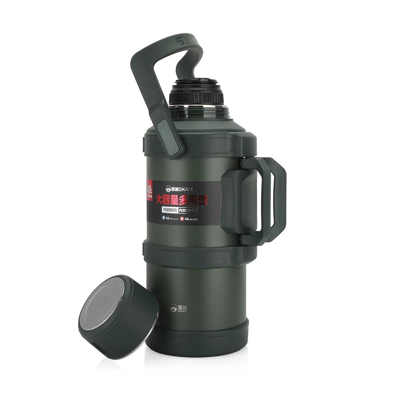 5 Liter Heavy Duty Stainless Steel Thermos Bottle – Large Capacity Vacuum Insulated Hot & Cold Water Bottle with Handle
