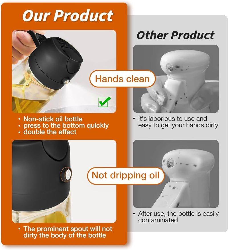 Oil dispenser 500ml, oil dispenser glass, oil dispenser 1 litre glass, oil dispenser with silicone brush, oil dispenser pump