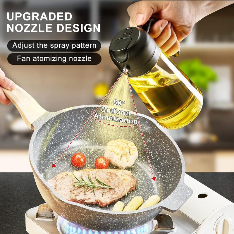 Glass oil spray bottle refillable, 500ml glass oil mister bottle, non-aerosol olive oil sprayer