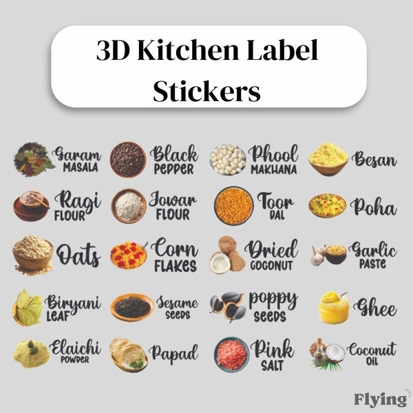 3D Kitchen Label Stickers -