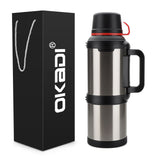 4 Liter Heavy Duty Stainless Steel Thermos Bottle – Large Capacity Vacuum Insulated Hot & Cold Water Bottle with Handle